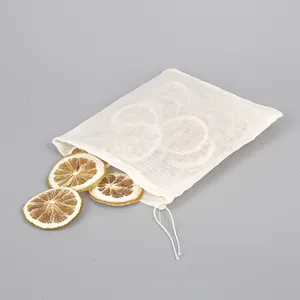 Sachet de thé vide en coton non blanchi réutilisable Sacs de bain en mousseline avec cordon de serrage
