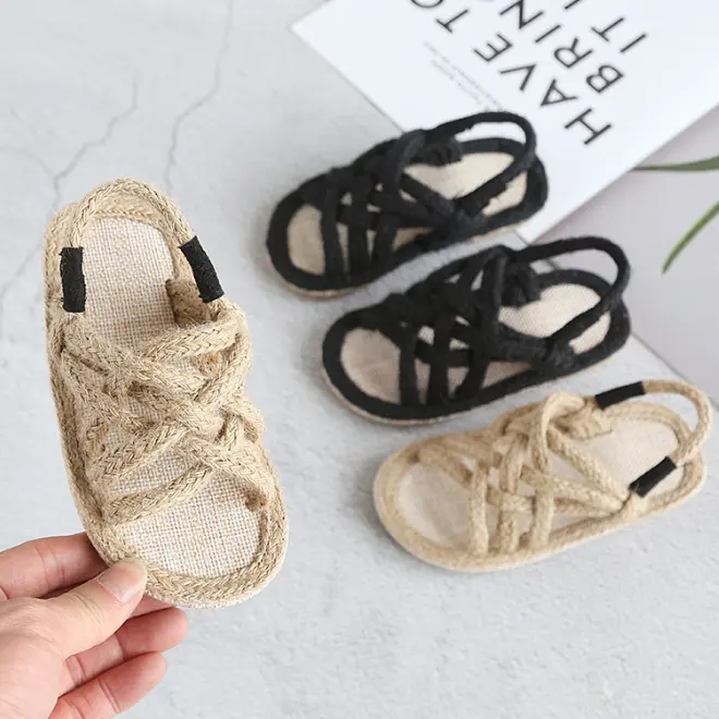 KS0402 al por mayor de moda de verano Zapatos niños zapatos de cáñamo cuerda sandalias