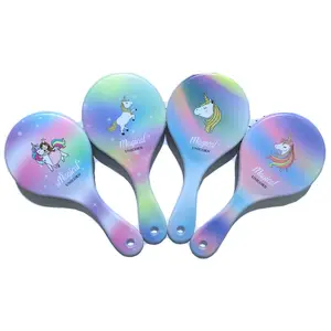 Personnalisé brosses de massage en plastique forme ronde impression licorne brosse à cheveux pour les enfants - Product Image 1