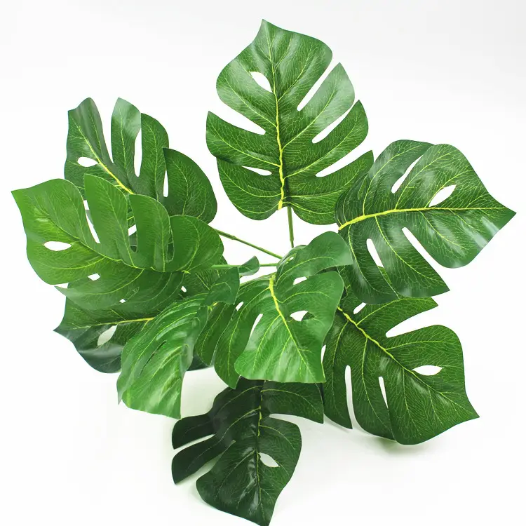 Monstera Deliciosa Green Artificial Leaf for Wedding Background Party Wall Decor