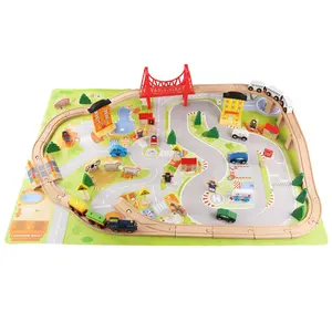 75 Pcs FAI DA TE Assemblare giocattoli di Legno Giocattoli Ferrovia Corsa Set Giocattolo Pista del Treno <span class=keywords><strong>Per</strong></span> I <span class=keywords><strong>Bambini</strong></span> - Product Image 1