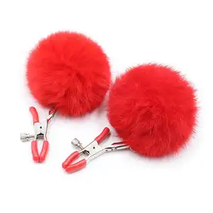 Nuevo cuerpo Piercing Real bola de peluche de pezón Clips sexo moderación Piercing de pezón BDSM fetiche esclavo papel jugando parejas sexo Bondage