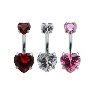 Gaby Hot Sale Doppel herz Bauchs tange CZ 316L Chirurgischer Stahl Bauch ring Nabel Knopf Ring Körper Piercing Schmuck