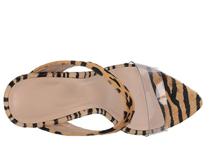 Sandali mulo in PVC trasparente per donna con tacco alto e Zebra a punta di cavallo - Product Image 4