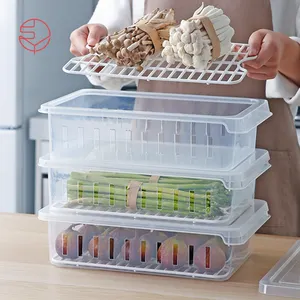 SHIMOYAMA Kunststoff Transparent Obst/Gemüse Sellerie Lagerung Box Kühlschrank Lebensmittel Behälter Mit EINER Tropfnase