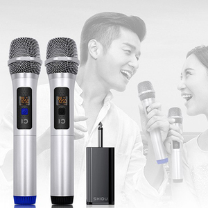 Profesional de alta calidad Microfone Dual UHF MICRÓFONO INALÁMBRICO barato micrófono para <span class=keywords><strong>cantar</strong></span> <span class=keywords><strong>Karaoke</strong></span> - Product Image 6