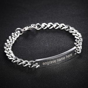 <span class=keywords><strong>Bracciale</strong></span> Personalizzato a Barra in Acciaio Inossidabile Color <span class=keywords><strong>Argento</strong></span> Inciso su Misura per <span class=keywords><strong>Uomo</strong></span> e Donna - Product Image 2