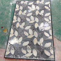 Carrelage mural de salon en marbre, motif de feuilles blanches polies, forme irrégulière, nouveau design
