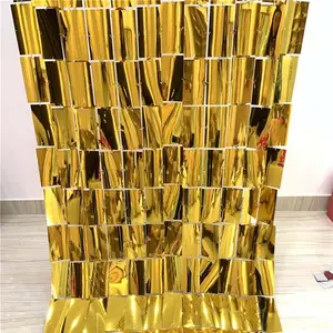 2019 Effetto di Scintillio di Paillettes Oro Lucido Sfondo Specchio Tenda Dalla Cina - Product Image 1