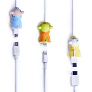 Cartoon Animal 3D Cable Balcony Phone Accessories Silicone Type-C USB Charger Cable Protector Cable Animal Bite