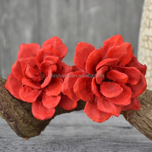 ราคาถูกสีแดงสีส้มสีน้ำตาลสีฟ้าสีขาวดอกไม้ฉากหลังแฮนด์เมดดอกไม้แห้ง