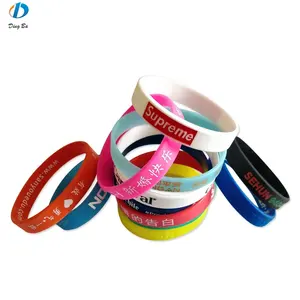 Custom Event Cheap Charity Plain Promotional Rubber Silicone Round Wristband Bracelet Debossed