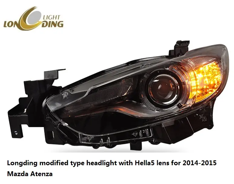 Auto parts of Longding modified type headlight with Hella5 lens for 2014-2015 Mazda 6 Atenza