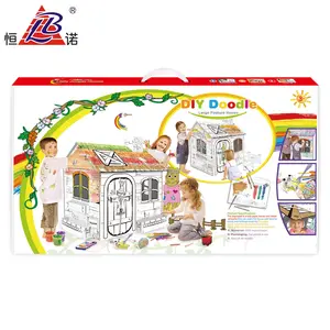 DIY Doodle Toy Playhouse Para Crianças Indoor Playhouse Papelão Com EN71