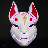 Masque de renard en plastique lumineux à LED RGB pour fête d'Halloween, performance de danse, taille adulte