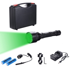 Senter Led <span class=keywords><strong>500</strong></span> <span class=keywords><strong>Lumens</strong></span> untuk Berburu 5 Led Super Terang 350 Yard Kit Senter Berburu Kemah Hijau Baterai Isi Ulang IP67 A5
