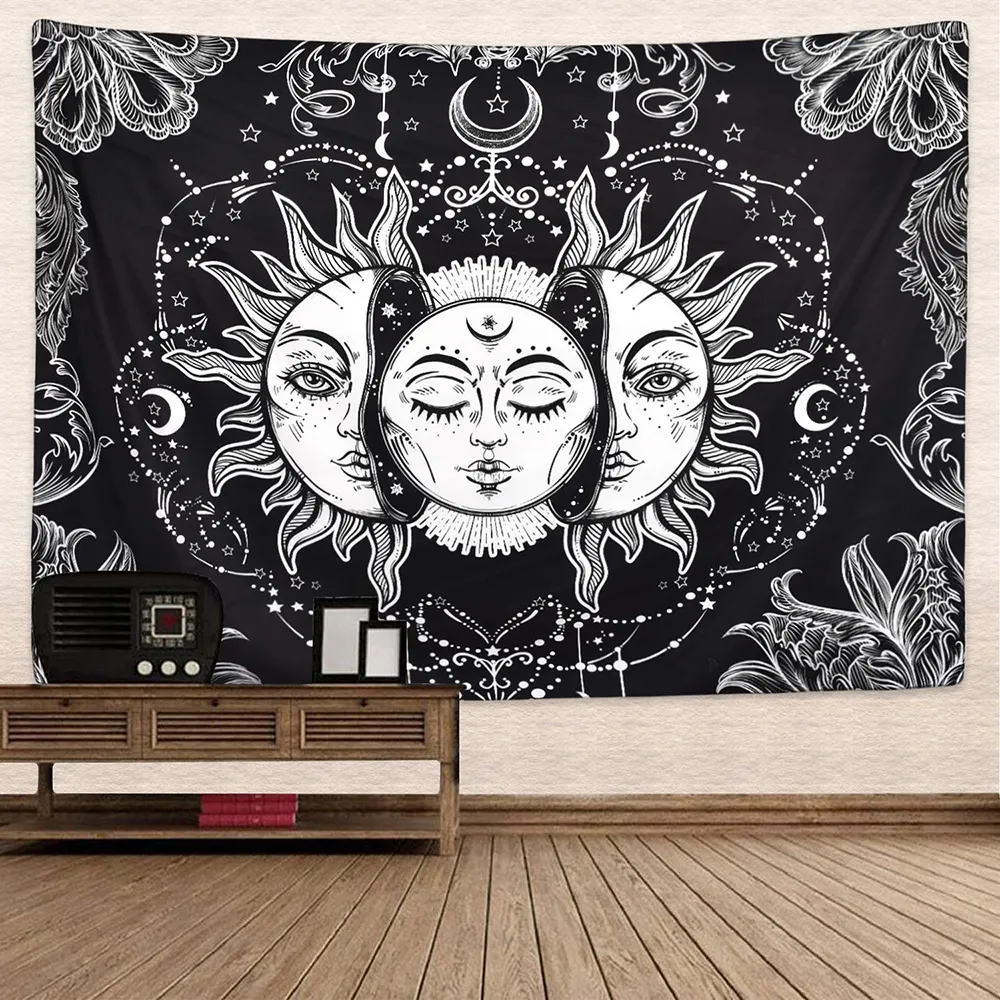 Tapisserie murale suspendue psychédélique, motif Hippie et chakra, soleil et lune, nouveau modèle