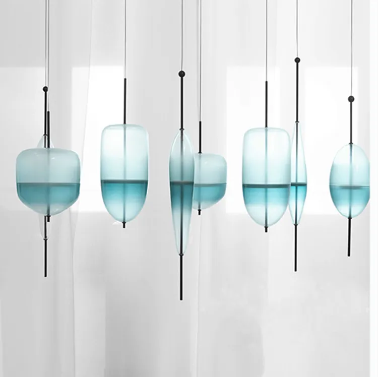 Hot sell dull polished unique design modern blue glass globe chandelier