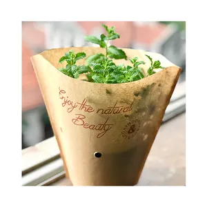 Biodegradable Vegetable Bag Kraft Sleeve Kraft Paper Flower Sleeves Flower Pot Sleeves