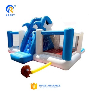 Kinder aufblasbares Hai-Sprungshaus Springer-Springer-Spurenburg Wasserschlitten mit großem Pool
