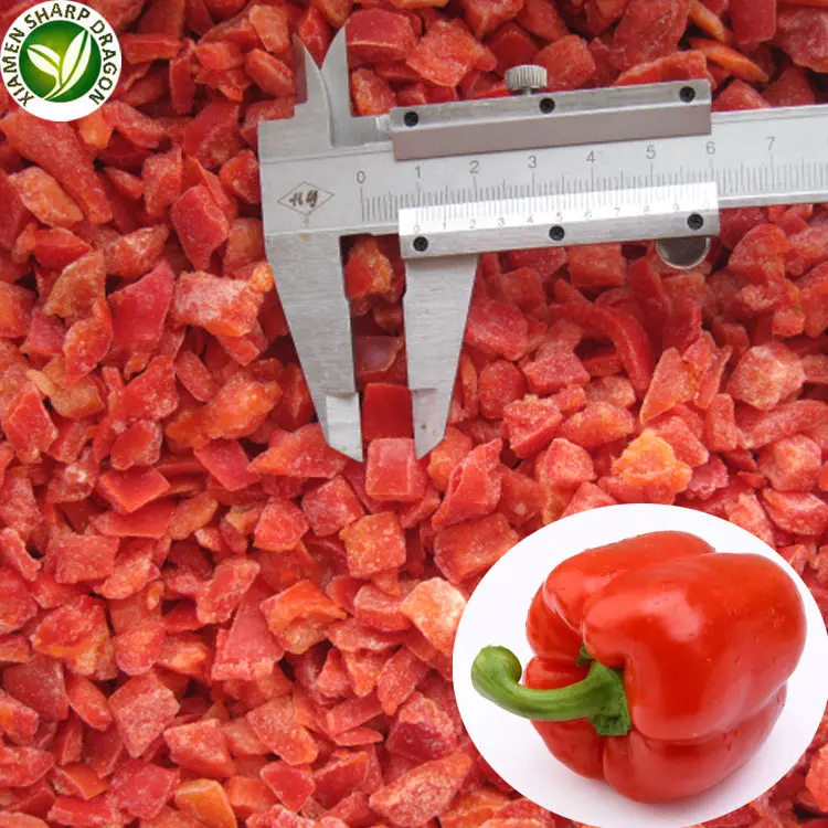 IQF Export Hight Quality Red Diced Frozen Bell Pepper Chunk Block Cubes Organic Healthy Natural Freezing Bulk