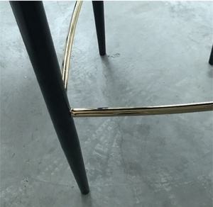 Deluxe <strong>Black</strong> Titanium Hardware Metal <strong>Bar</strong> <strong>Stool</strong> Gold With Leather Cushion - Product Image 5