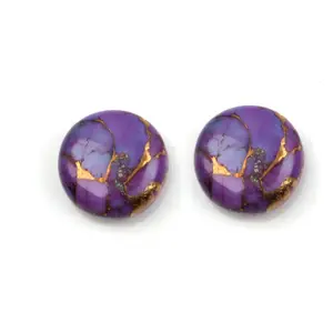 纯天然紫铜绿松石平背方12毫米圆形珠宝制作半宝康复宽松宝石