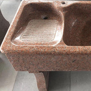 Lavabo <span class=keywords><strong>de</strong></span> Granito Rojo <span class=keywords><strong>con</strong></span> Pedestal <span class=keywords><strong>de</strong></span> Piedra Natural, <span class=keywords><strong>Lavadero</strong></span> <span class=keywords><strong>de</strong></span> Una Sola Tina <span class=keywords><strong>con</strong></span> <span class=keywords><strong>Patas</strong></span> Altas - Product Image 1