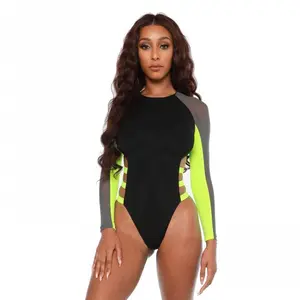 Seksi tek parça mayo örgü Patchwork Hollow Out mayo Beachwear Bodysuit yaz mayo Monokini Y11650