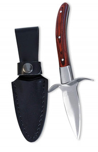 Couteau à huîtres de qualité supérieure avec manche en bois et étui en cuir - Product Image 2