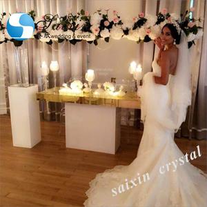 طاولة عروس مستطيلة ذهبية بمرآة لتزيين حفلات الزفاف - Product Image 5