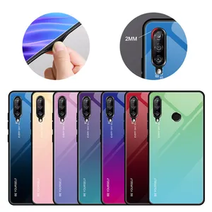 Mewah Gradien Tempered Glass Telepon Kasus Anti Gores Shell untuk Huawei Menikmati 9 S Honor10i Honor20i P Smart PLUS 2019