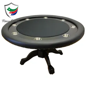 Bàn Poker Tròn Chuyên Nghiệp 52 Inch Sang Trọng Với Chân Bằng Gỗ Cứng