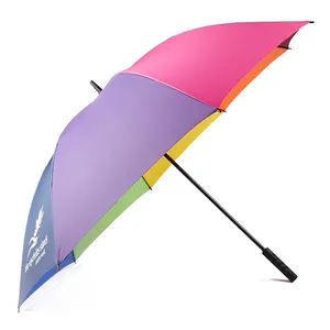 Design de mode 30 Pouces 8 Côtes Parapluie Arc-en-Ciel Droit Avec Poignée Ergonomique