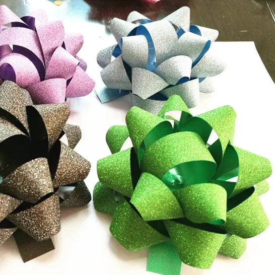 PP Pull Bow/Newest Style Multri Color Per-Make Plastic Ribbon Star bow for gift packing festival decorative