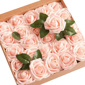 Rosas artificiais flores, rosas olhantes reais, decoração de rosas em espuma artificial, diy para arranjos de festas, chá de bebê, casa