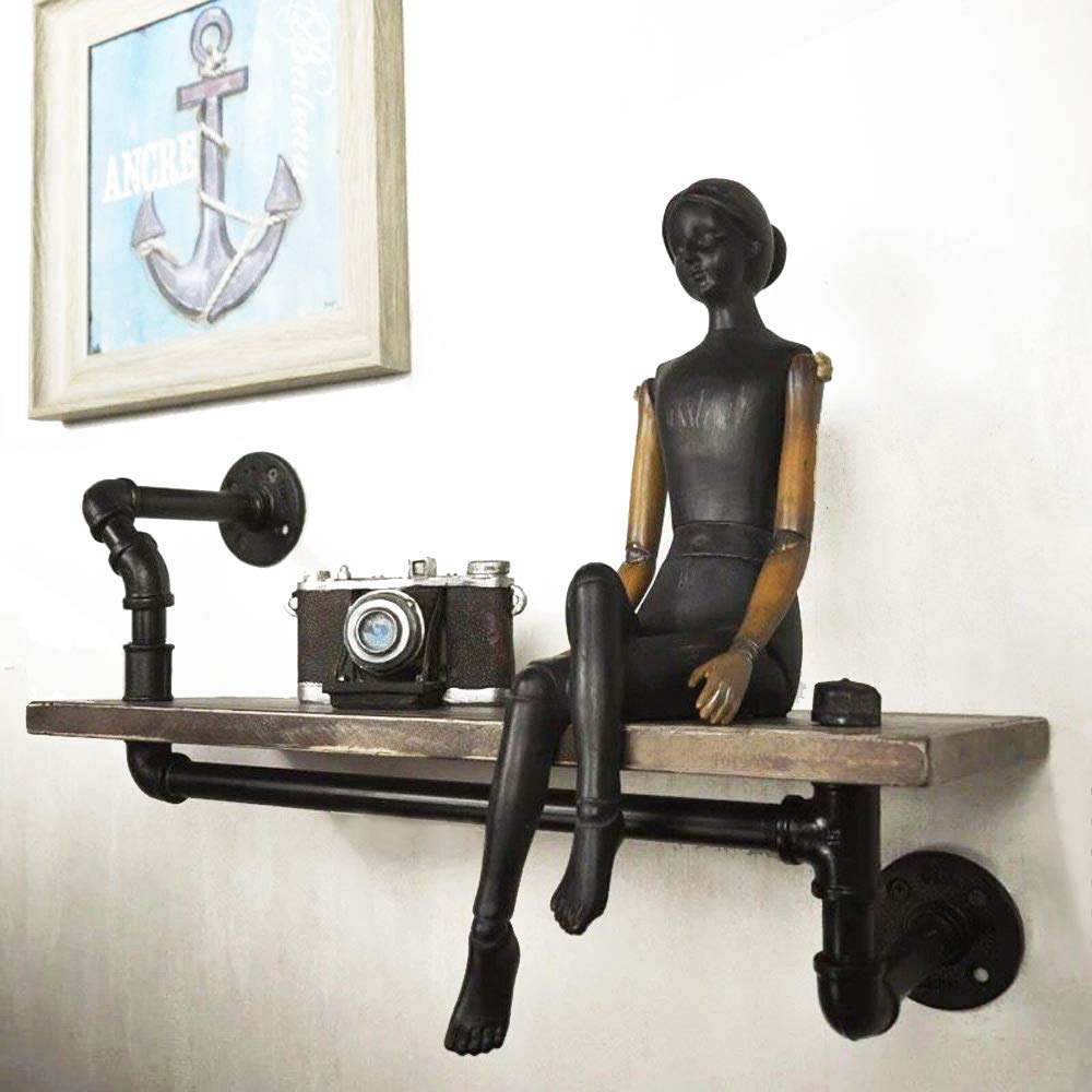 Регенерированная древесина, промышленные полки для труб «сделай сам», в стиле стимпанк, Сельский городской книжный стеллаж длиной 24 дюйма