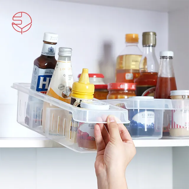 SHIMOYAMA Plastic Transparent Separable Food Storage Box Refrigerator Food Container用品キッチン収納With 2 Clapboards