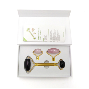 Real Jade de doble rodillo Facial masajeador de cuerpo completo de la mandíbula cuello de masajes faciales <span class=keywords><strong>masaje</strong></span> jade - Product Image 1