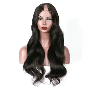 Wig Rambut Manusia Bagian U untuk Wanita Gelombang Tubuh 100% Rambut Remy Brasil Bagian Tengah 13 Warna Alami