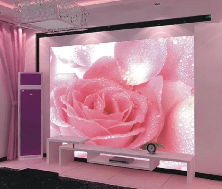 Murales 3D corridoio rosa rosa fiore floreale HD carta da parati foto con acqua papel de parede murale personalizzato