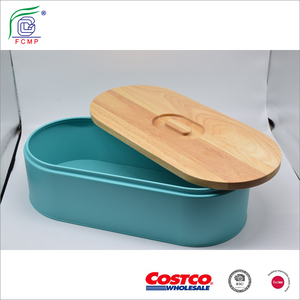 Fiber De bambou Moyen Boîtes À Pain <span class=keywords><strong>pour</strong></span> Comptoir De Cuisine De Stockage avec <span class=keywords><strong>Couvercle</strong></span> Planche à Découper - Product Image 4