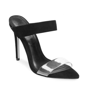 Open Toe Heeled <strong>Mules</strong> for Women Height Increasing <strong>Clear</strong> <strong>Heels</strong> Slip-On Closure for Spring and Summer - Product Image 2