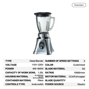 Electrodomésticos Pn919 1250 ml eléctrica rotativa Base de Metal <span class=keywords><strong>licuadora</strong></span> con copa de <span class=keywords><strong>vidrio</strong></span> - Product Image 3
