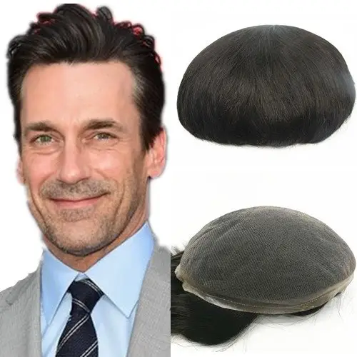 Naturel Noir Vierge Européenne Cheveux Humains Toupee Pour Les Hommes Avec Doux Mince Super Dentelle Suisse Dentelle Française Cheveux Pièces Pour Hommes Cheveux Los