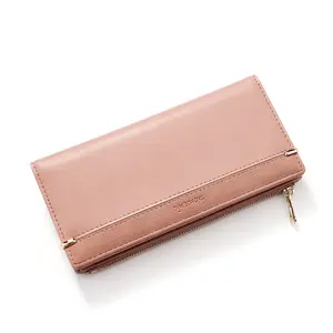 Dropship Ladies Purse Porte Monnaie Femme De Cuir Pu Genuine Leather Pink Long Lady Wallet