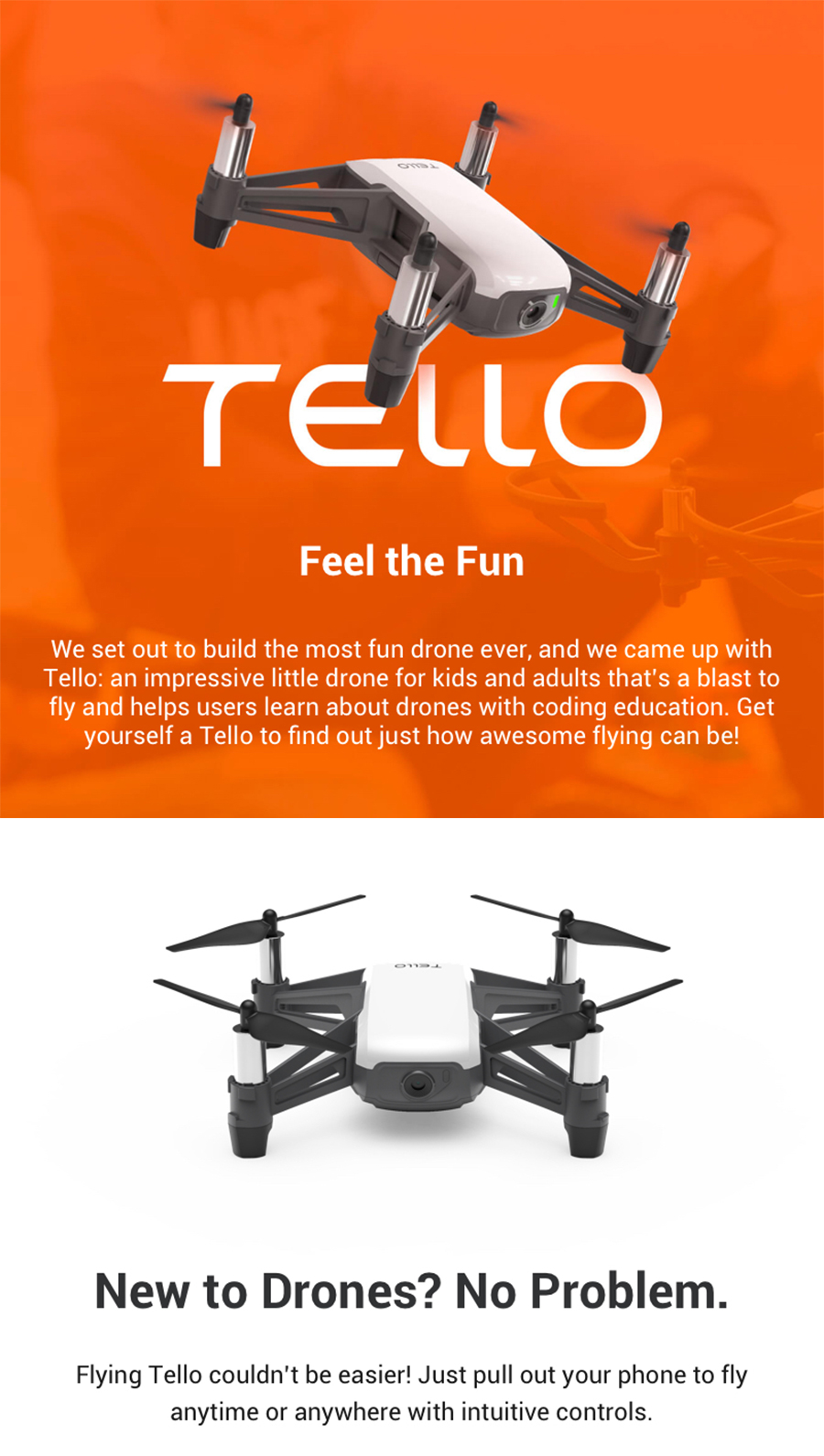 Tello Drone - 720P HD Transmission Quadcopter for Coding