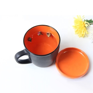 Color <span class=keywords><strong>esmaltado</strong></span> negro mate de cerámica taza de café taza cerámica taza de Montaña Rusa juego - Product Image 2