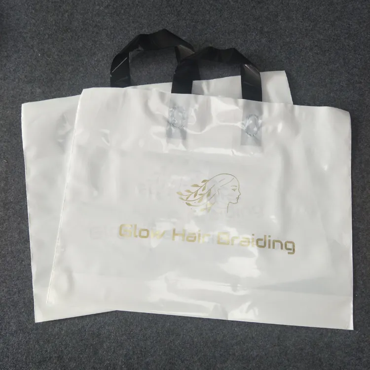 Tas Belanja Plastik PE Kustom Dapat Terurai dengan Pegangan, Tas Jinjing Plastik Belanja Belanja Ritel dengan Logo Sendiri