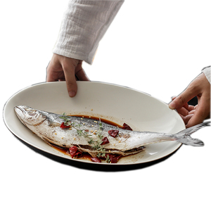 Ventas de la Fábrica de la vajilla de pesca ovalada de cerámica de la placa de la cena en el restaurante - Product Image 1